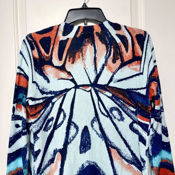 Chicos Open-Front Butterfly Print Long Cardigan Sweater S - Picture 8 of 13